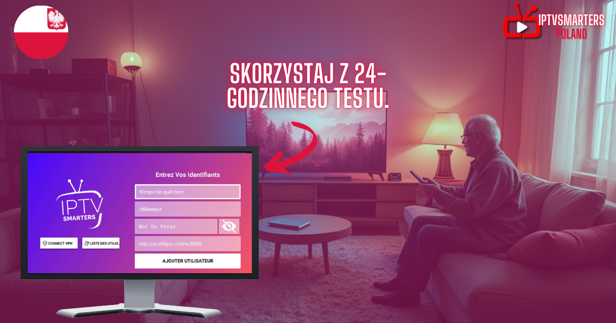 Telewizja IPTV: Starszy mężczyzna korzystający z aplikacji IPTV na swoim smartfonie podczas oglądania telewizji w przytulnym salonie.
