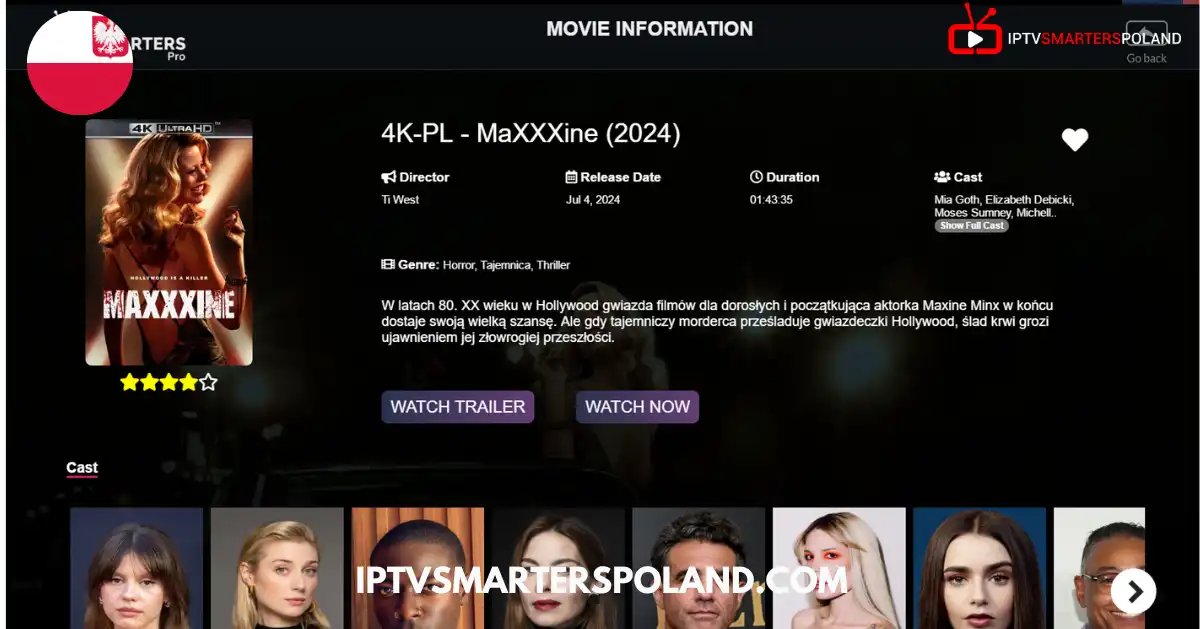 Informacje o filmie MaXXXine 2024 dostępne na kanałach IPTV w Polsce